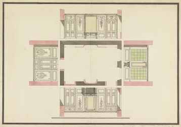 Entwurf für vier Wände eines Salons